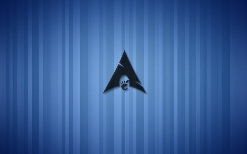 Arch Linux logo on blue stripes
