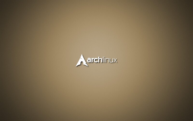 Arch Linux logo on brown background