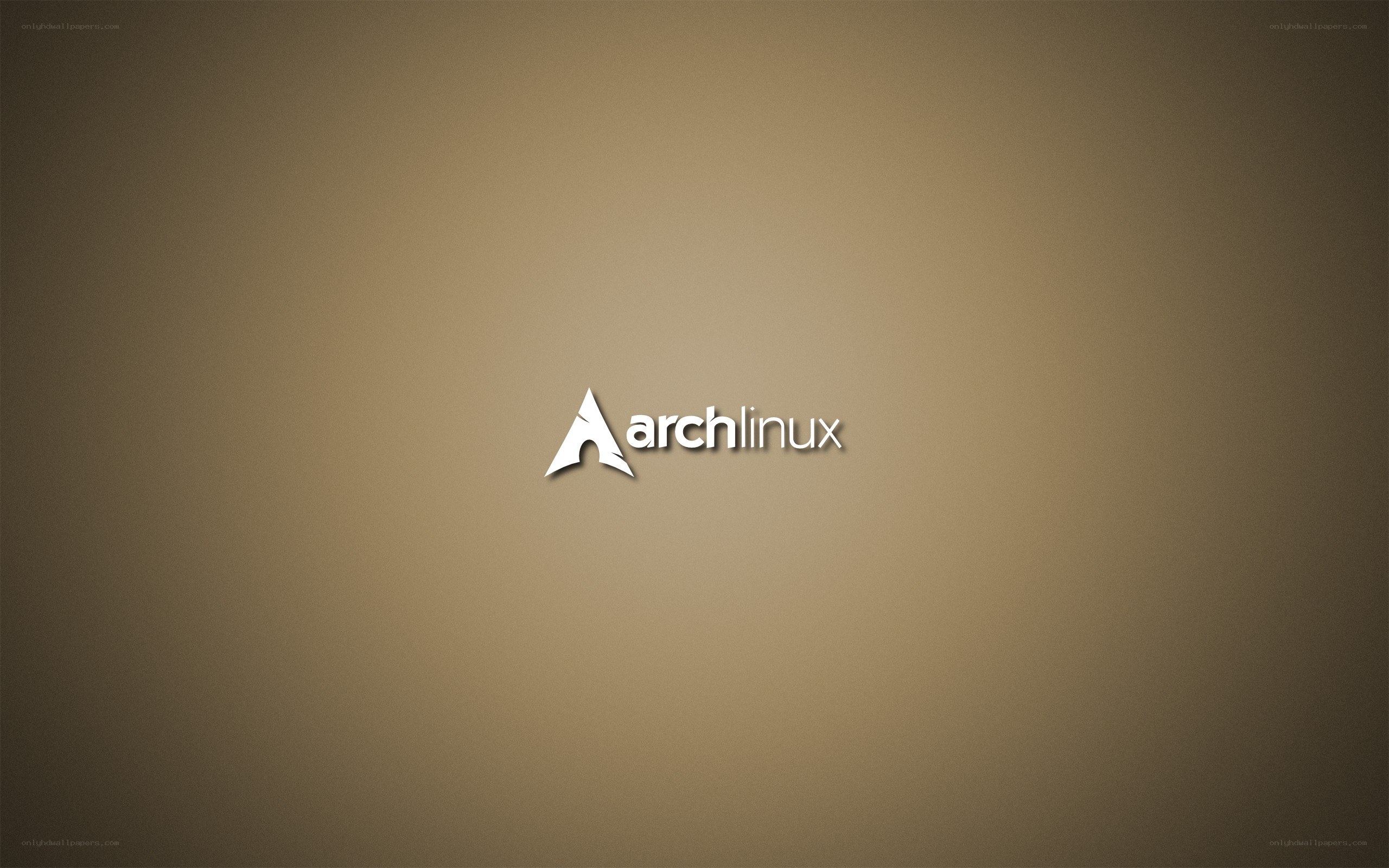 Arch Linux logo on brown background