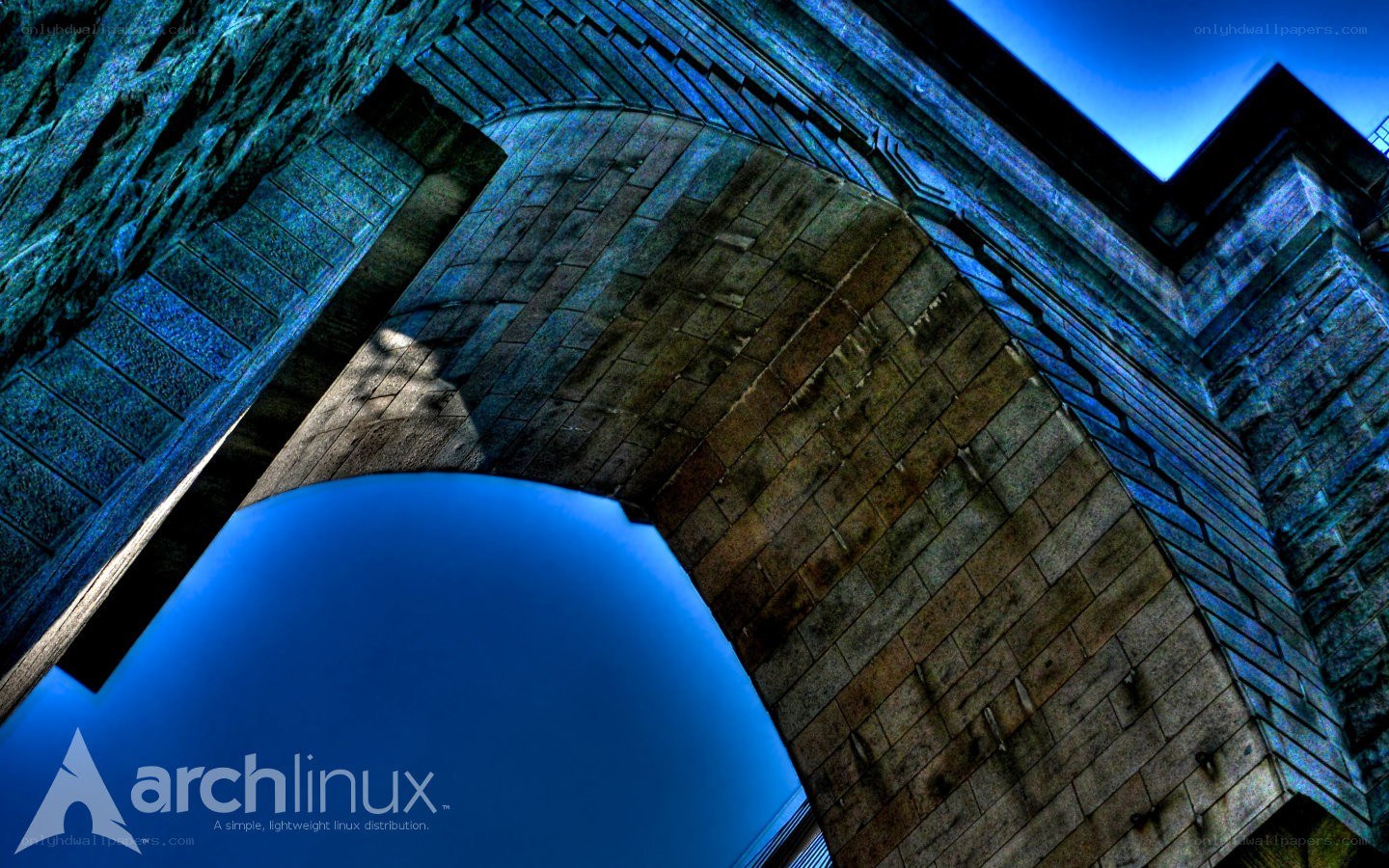 Arch Linux logo on stone arch