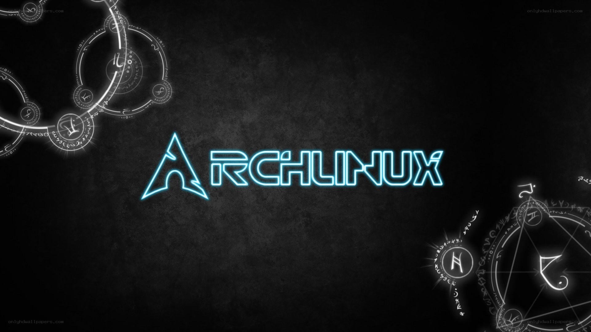 Arch Linux logo with mystical symbols