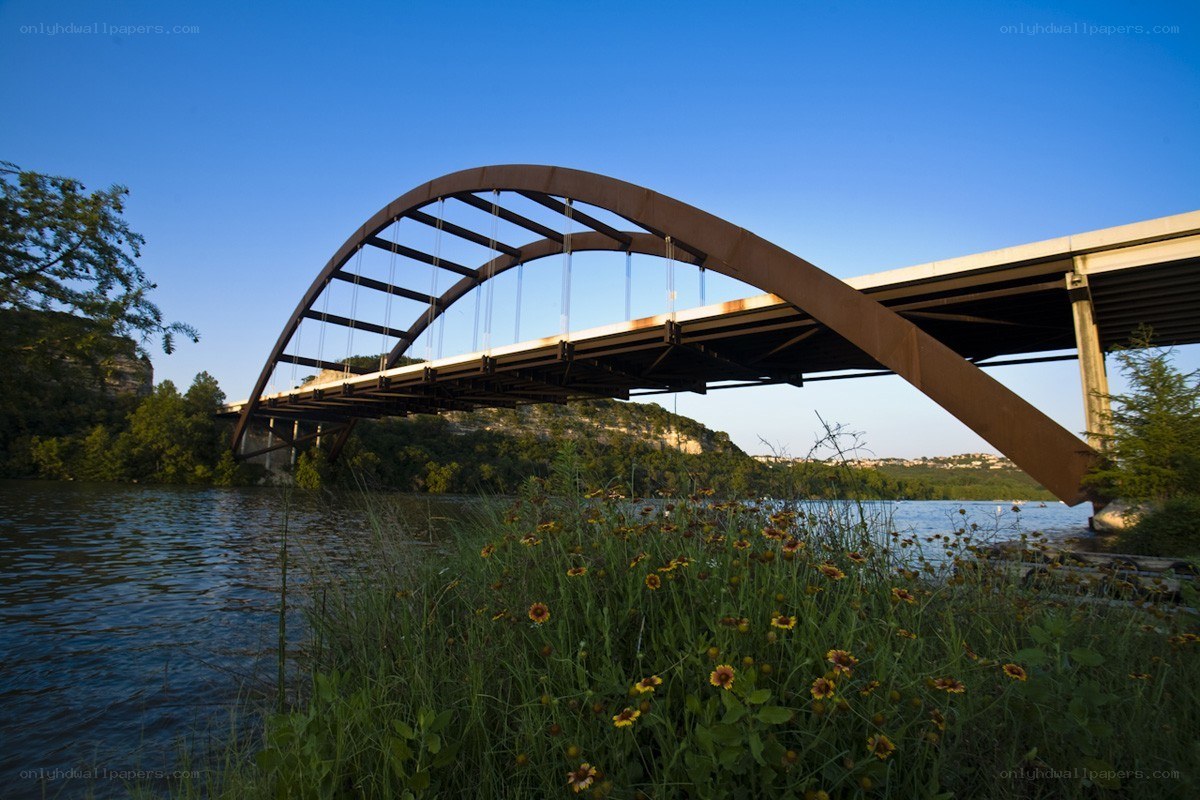 Arched bridge over a river