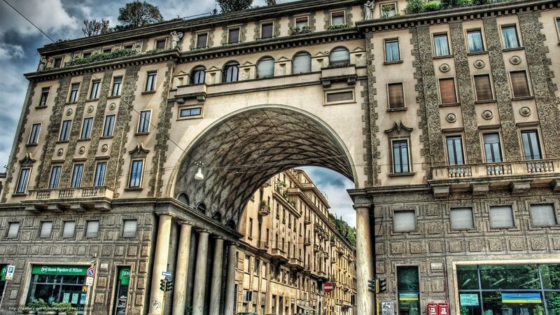 Arched Building Facade — Beige, Dramatic, Afternoon