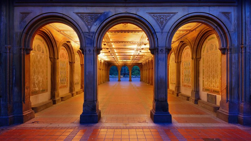 Arched Colonnade in Park