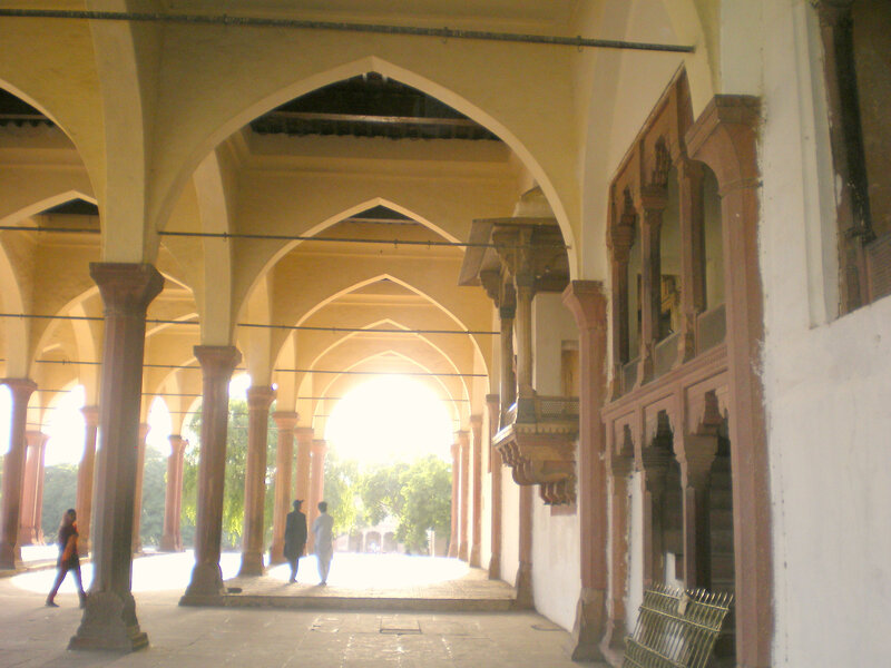 Arched colonnade with people
