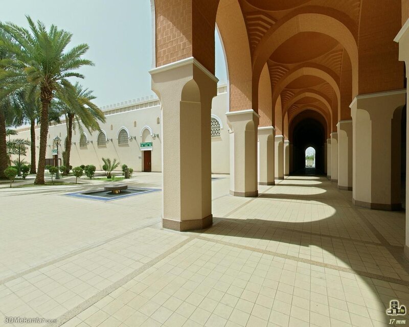 Arched corridor with courtyard