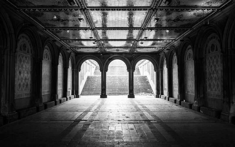 Arched Corridor with Stairs — Black