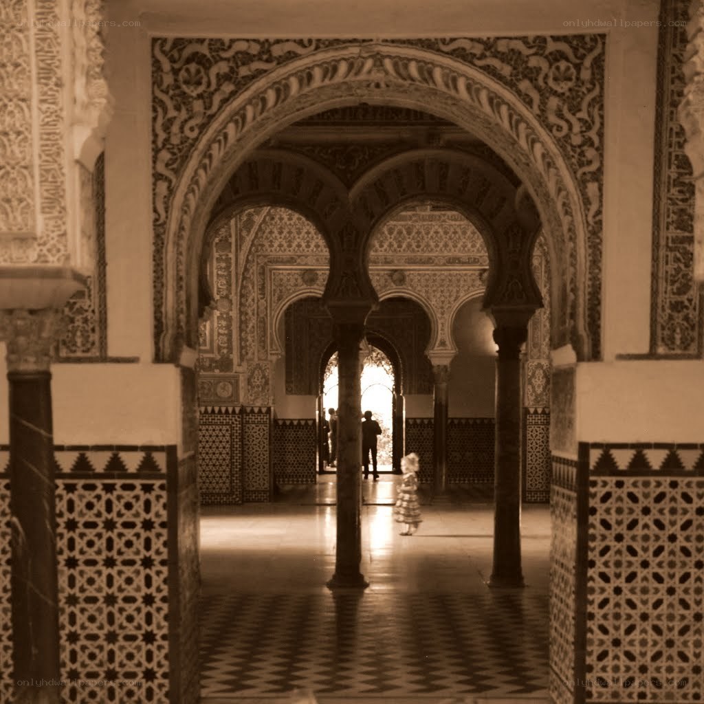 arched hall with intricate tilework
