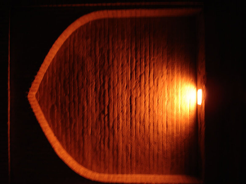 arched wall illuminated by light