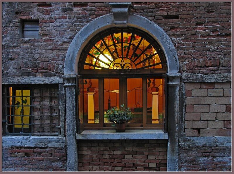 Arched Window with Stained Glass