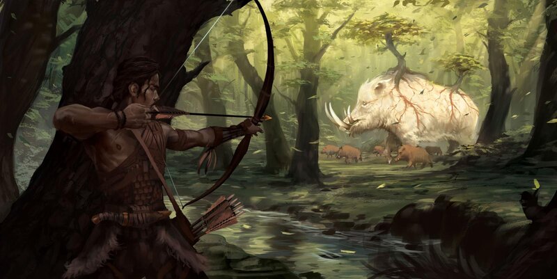 Archer Aiming at Boar