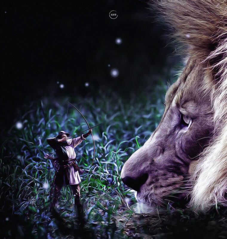 Archer Aiming at Lion