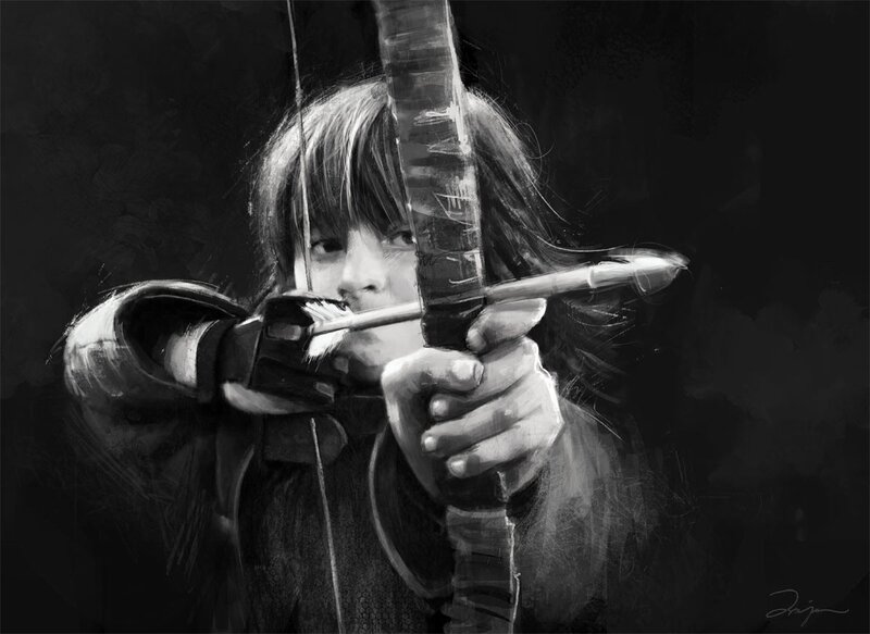 Archer Aiming Bow — Black