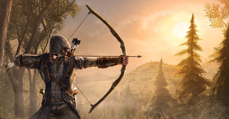 Archer Aiming Bow — Brown, Dramatic, Sunset