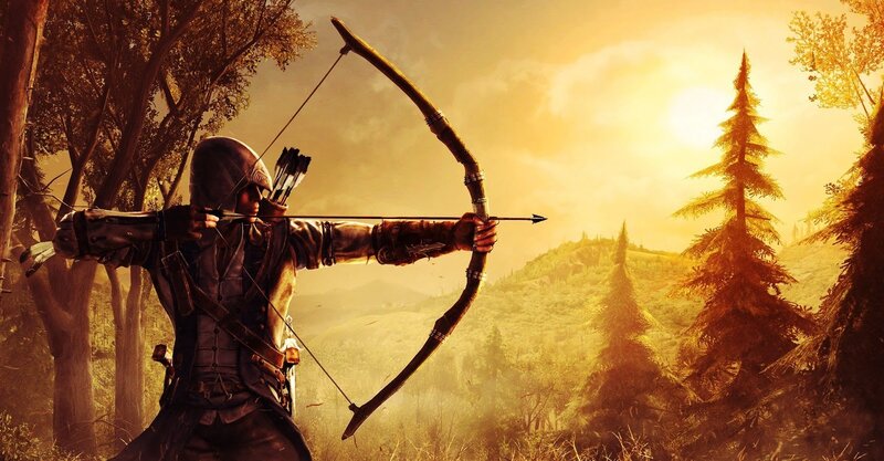 Archer Aiming Bow — Golden