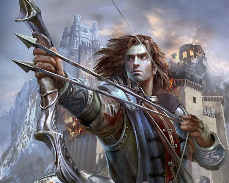 Archer Aiming Bow — Gray