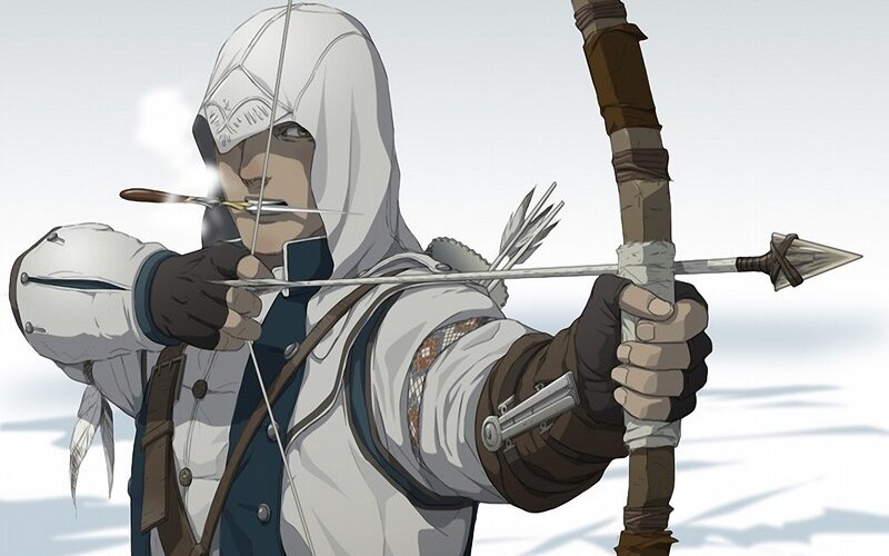 Archer Aiming Bow — White