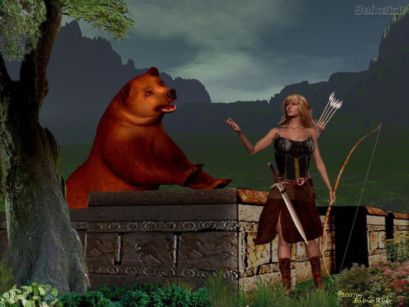 archer facing a bear