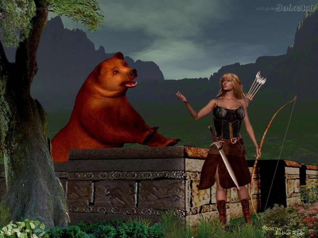 archer facing a bear