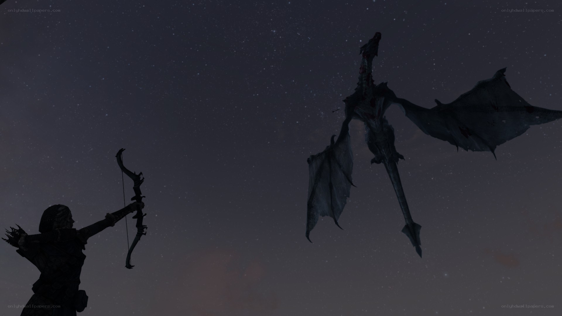 archer facing a dragon