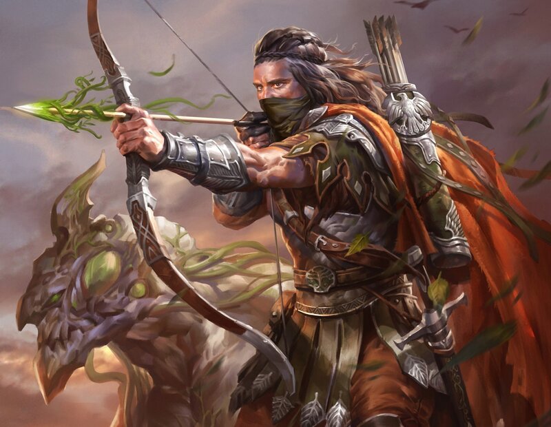 archer fighting a monster