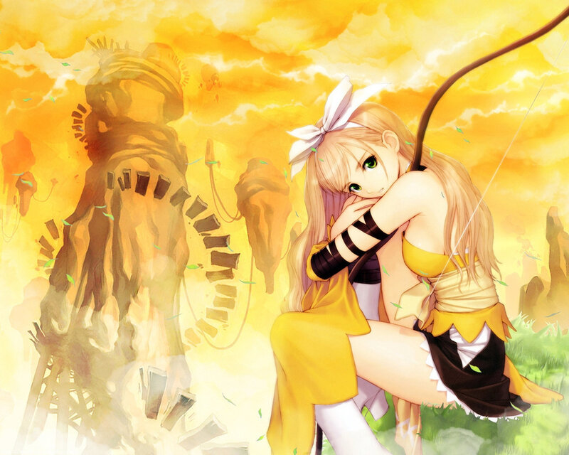 archer girl in golden field