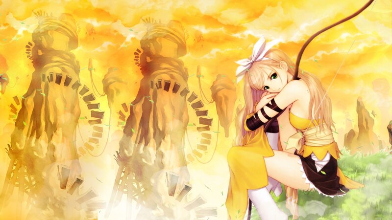 archer girl in golden field