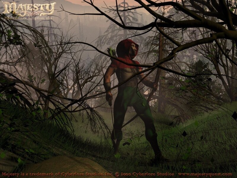 Archer in a misty forest