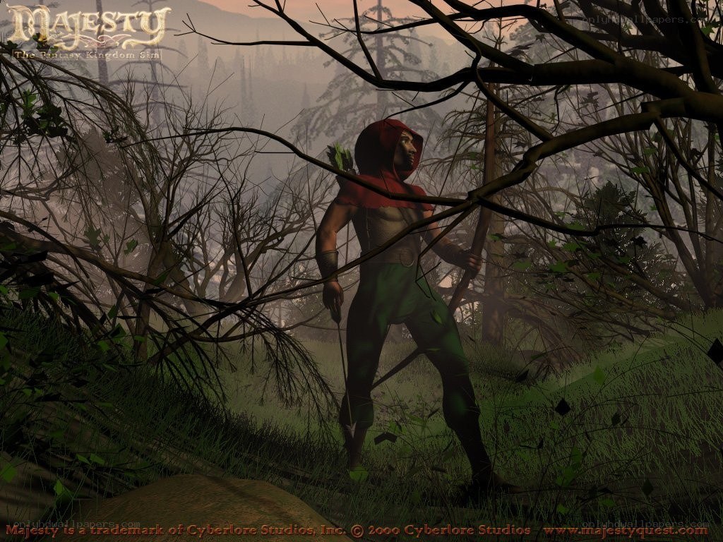 Archer in a misty forest
