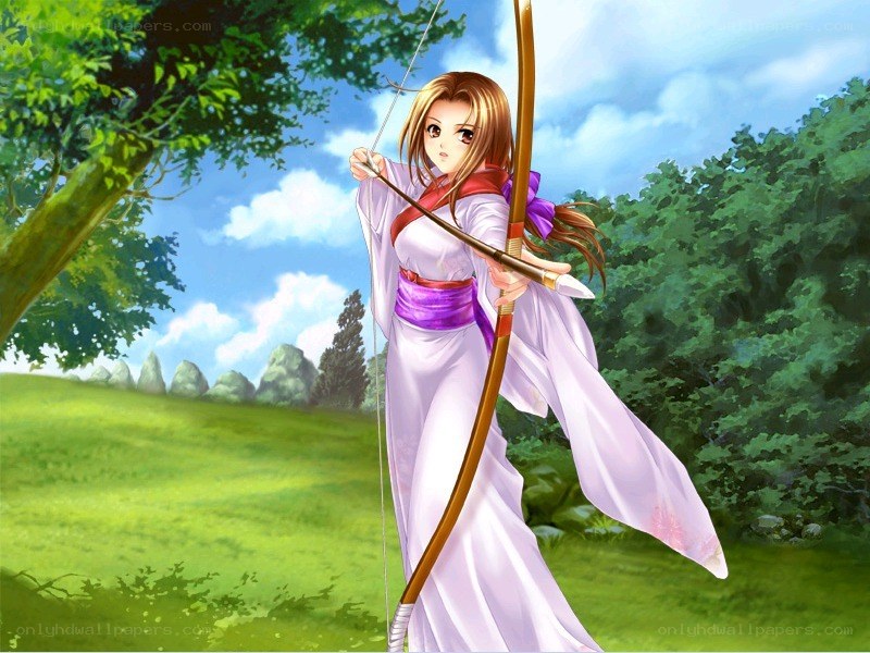 archer in a white dress