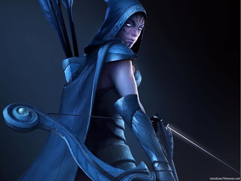 archer in blue hooded cloak