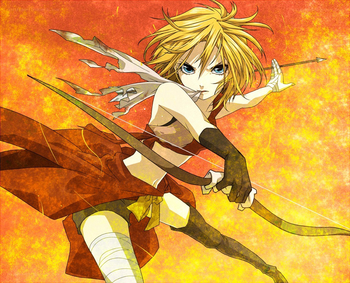 archer in fiery battle