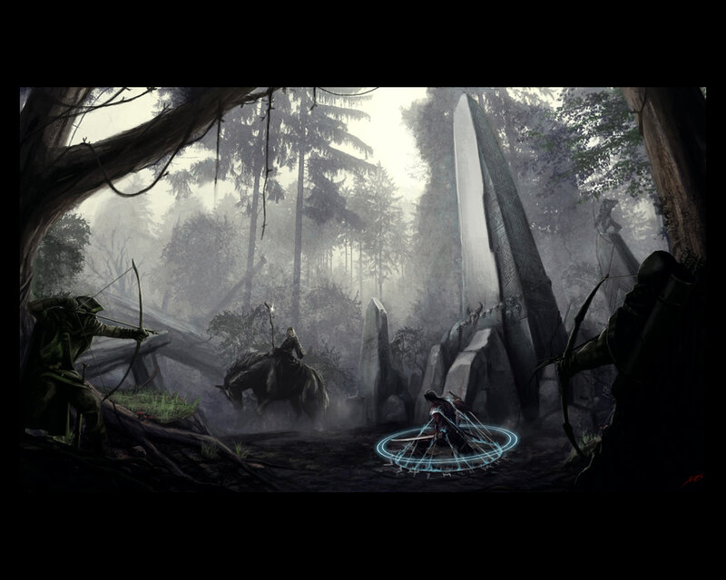 Archer in Forest — Gray