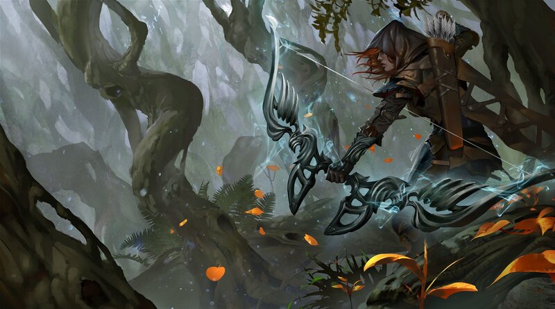 Archer in Forest — Green, Dramatic, Autumn, Digital Art
