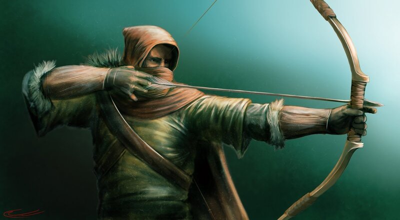 Archer in Hooded Cloak — Green