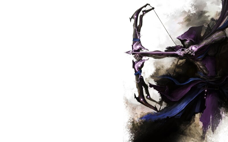 Archer in Purple Cloak — Dramatic, Digital Art, Bow, Arrow, Black