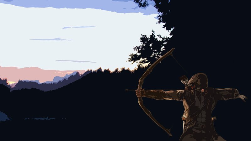 archer in silhouette at dusk