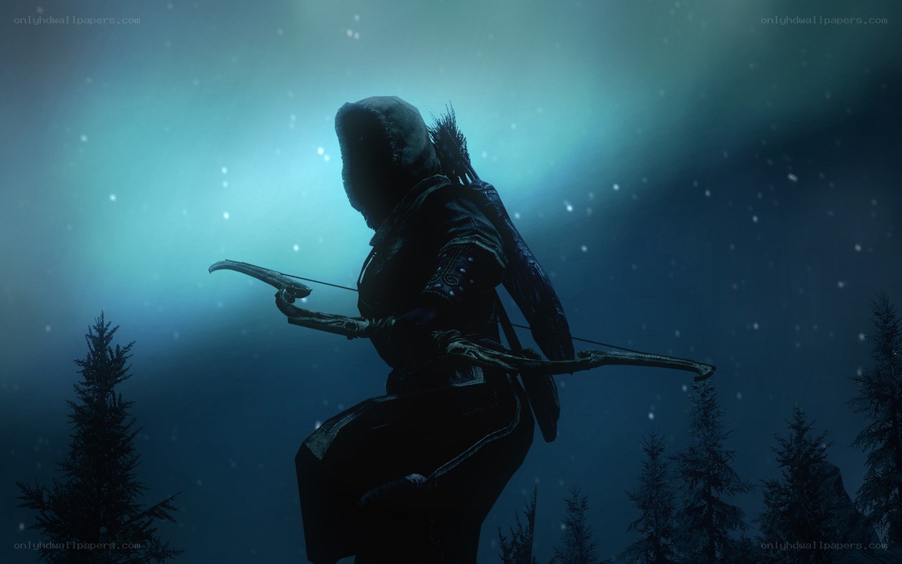 archer in snowy forest
