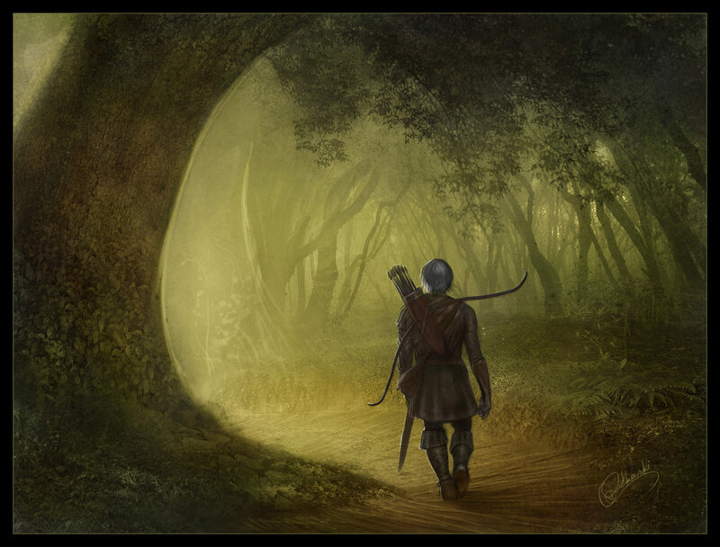 Archer Walking in Forest