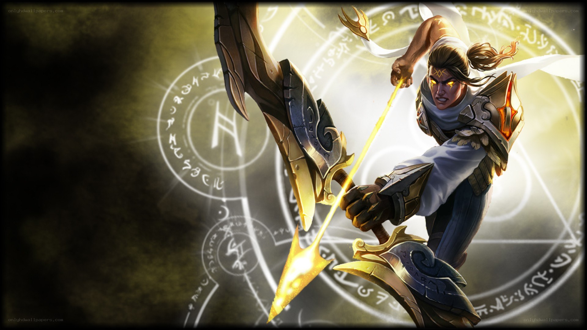 archer warrior with glowing arrow