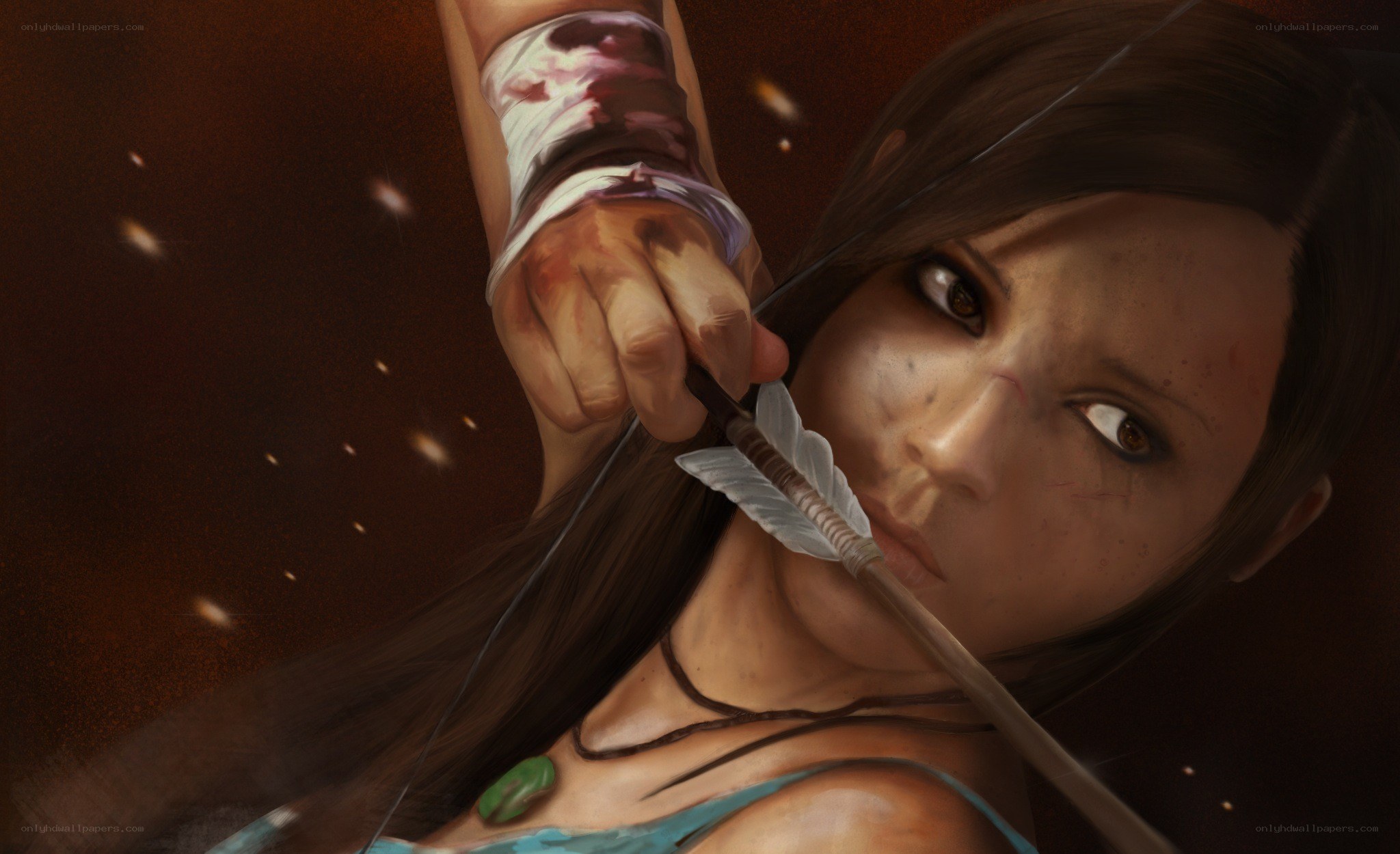 archer with bloodied hand