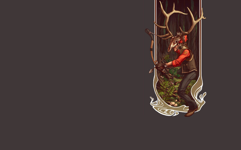 archer with deer skull