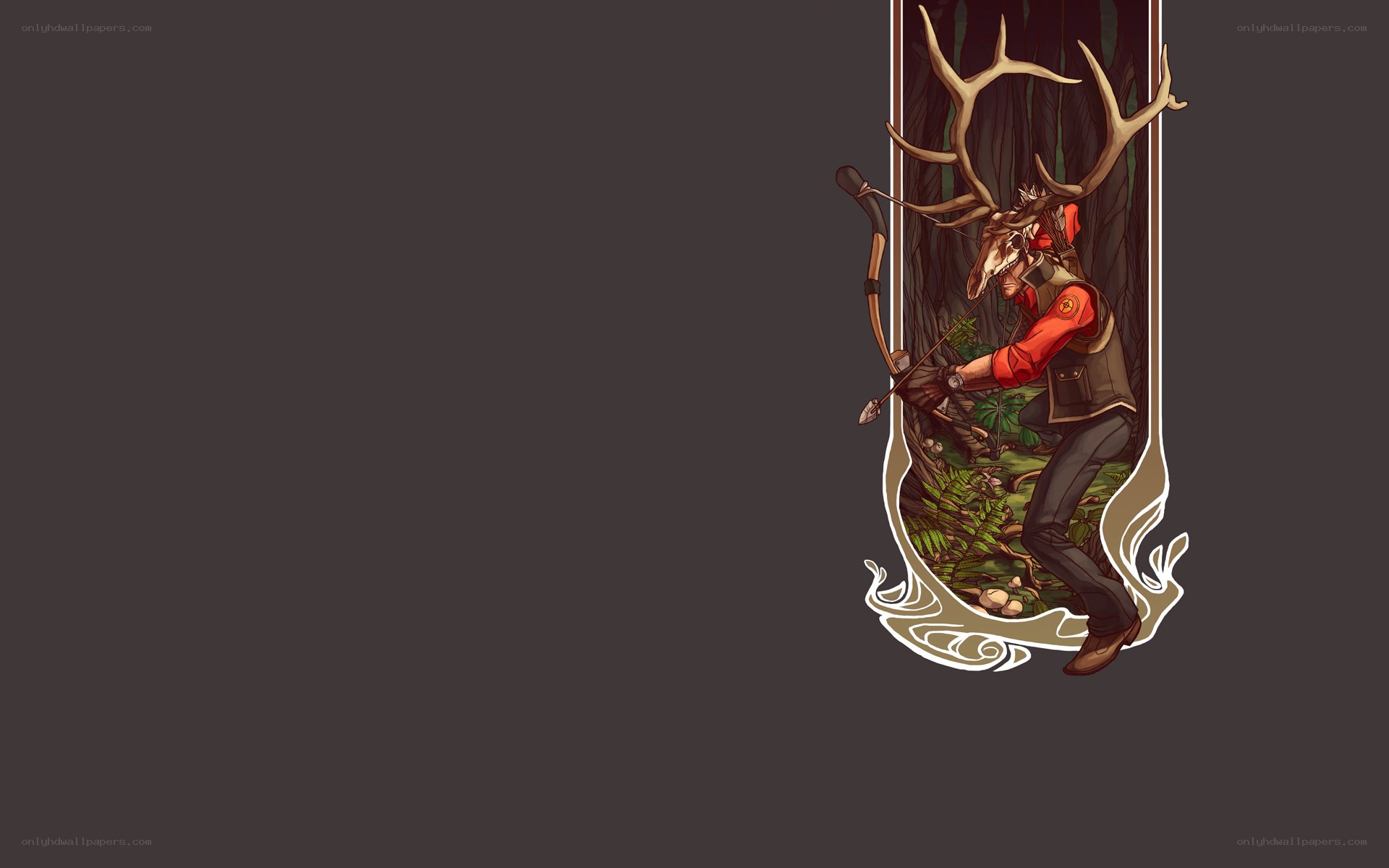 archer with deer skull