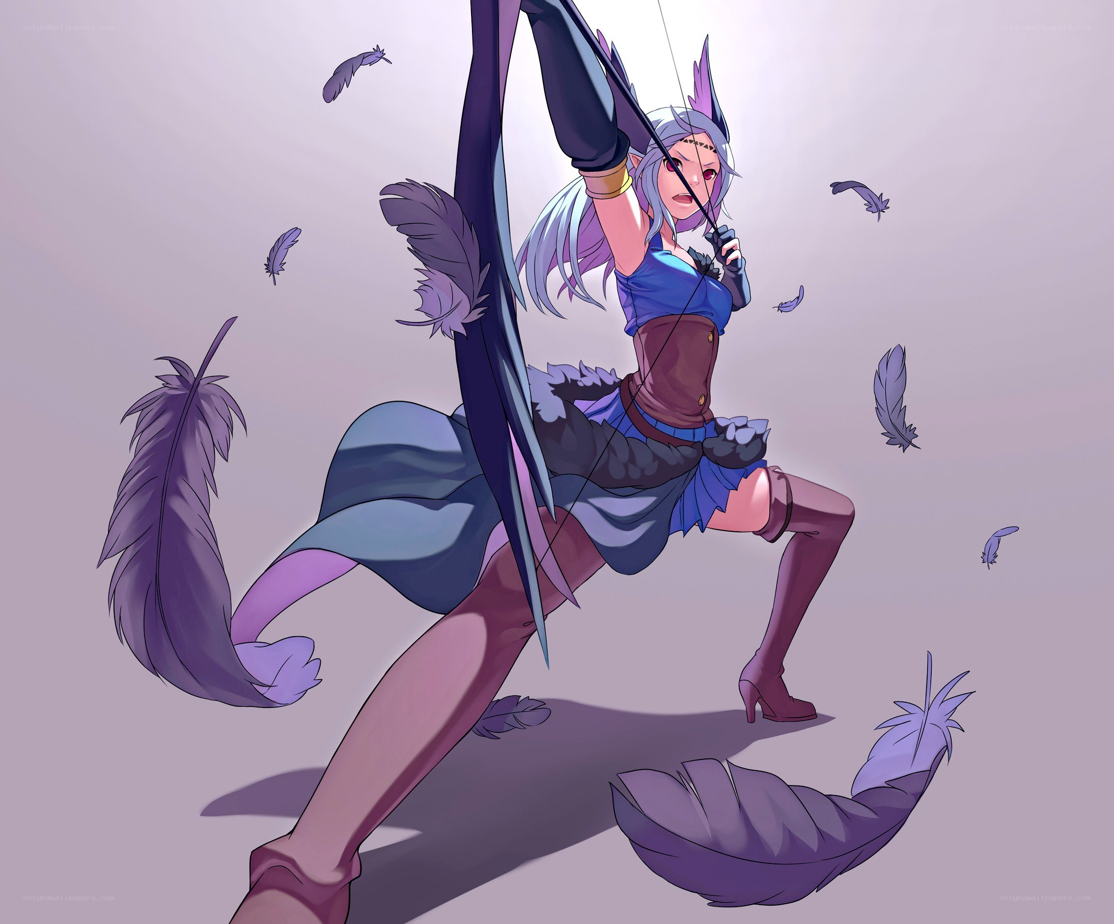archer with purple feathers