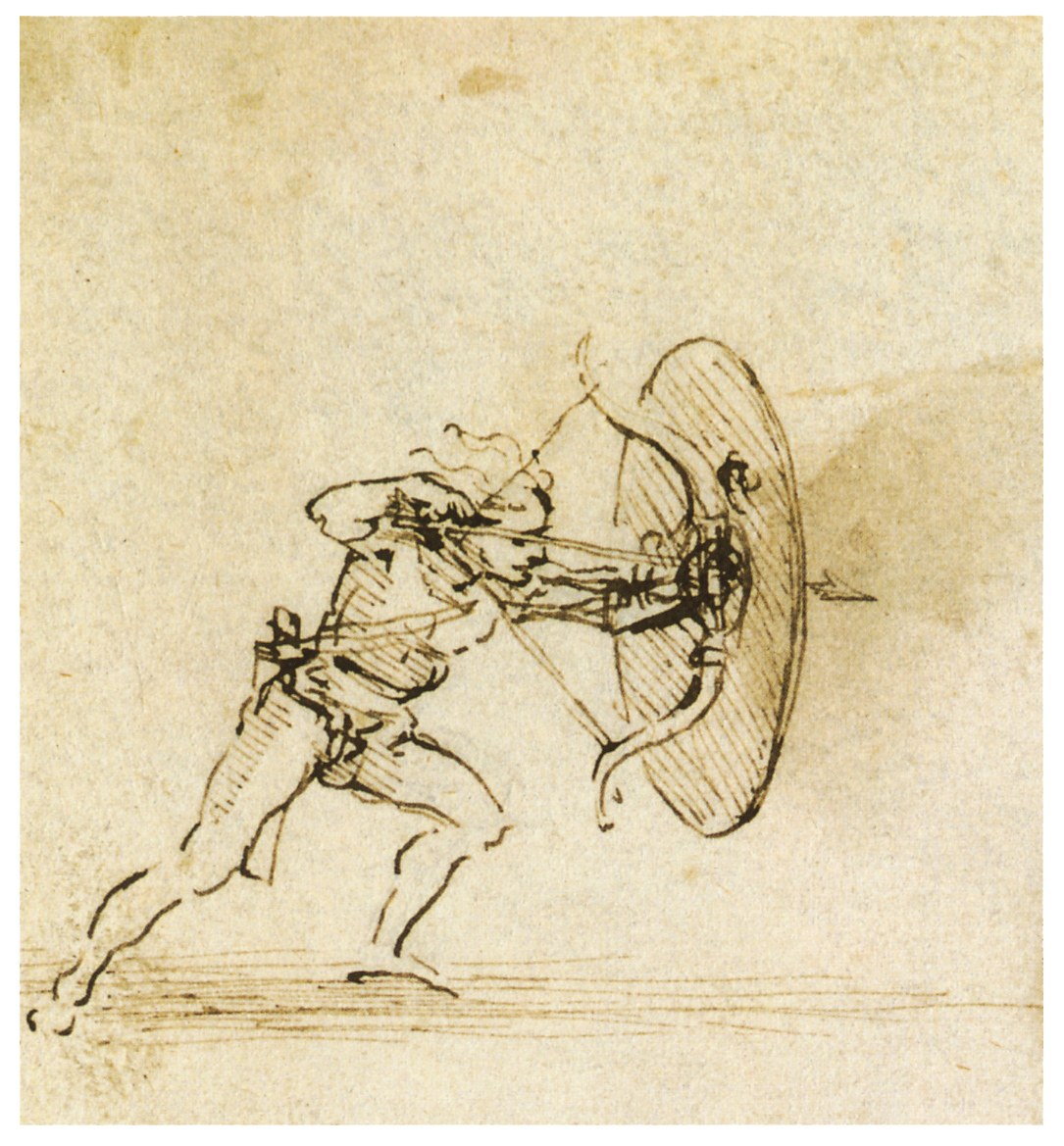 archer with shield drawing