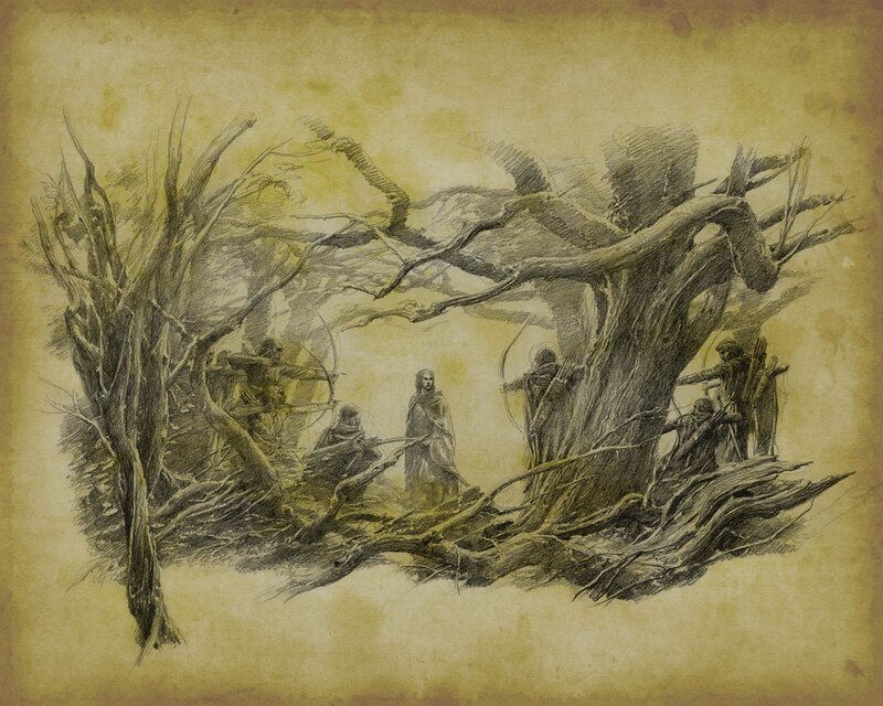 archers in a forest