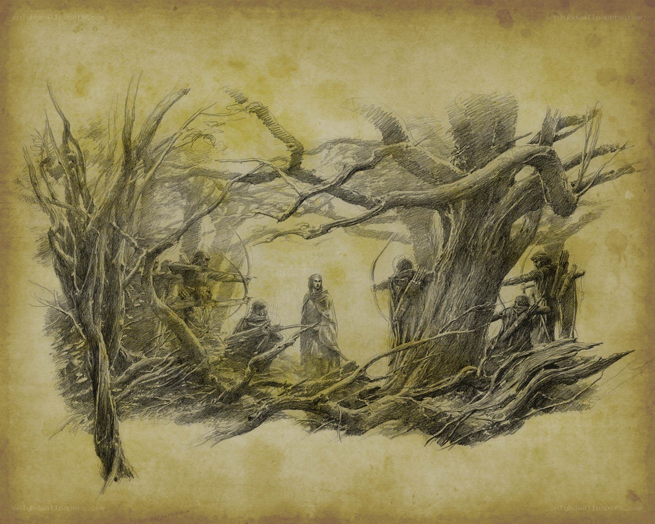 archers in a forest