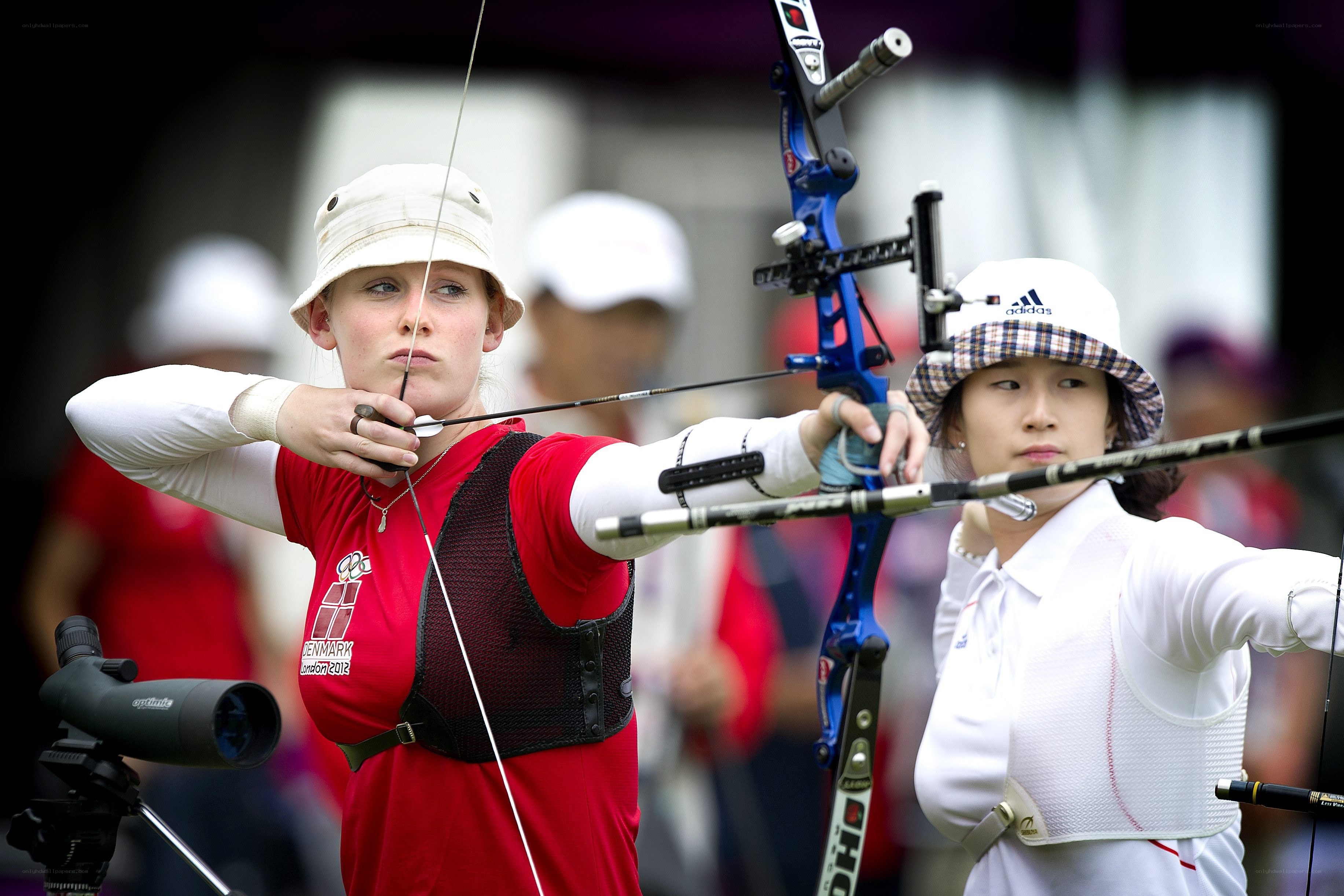 Archery athletes in competition