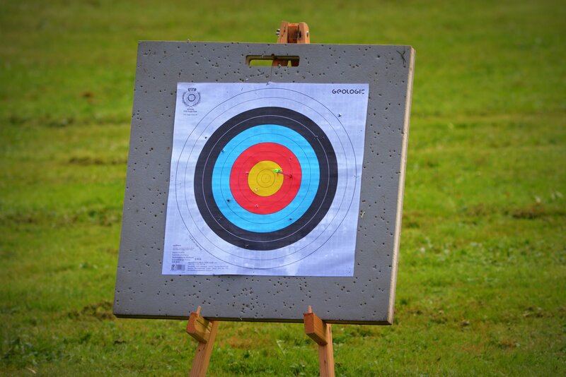 archery target on grass