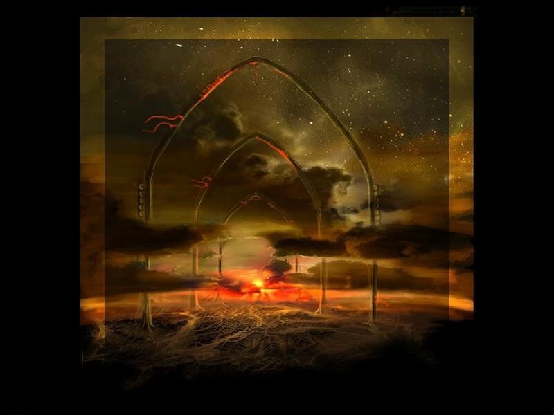 arches in a fiery landscape